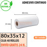 Papel térmico 80x35x12 Adhesivo continuo Envío Urgente Gratis