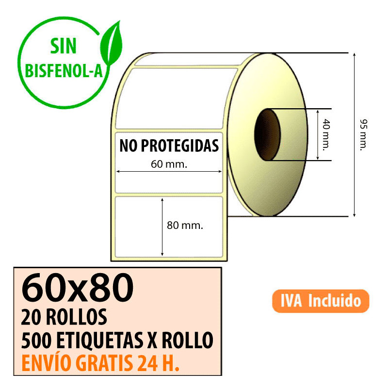 Etiqueta térmica 60x80x40 al mejor precio Envío Urgente Gratis