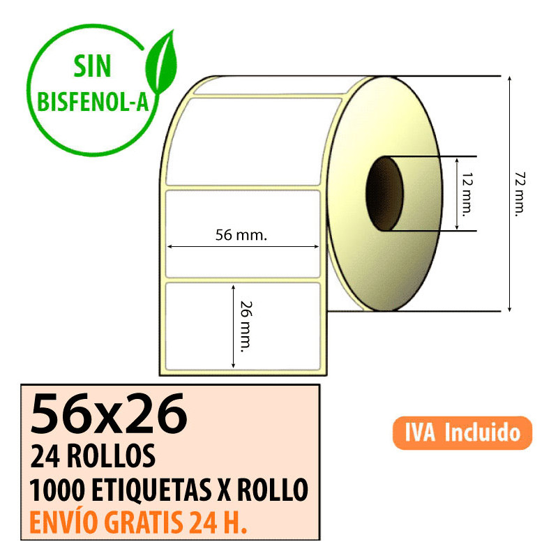 Etiqueta térmica 56x26x12 al mejor precio Envío Urgente Gratis