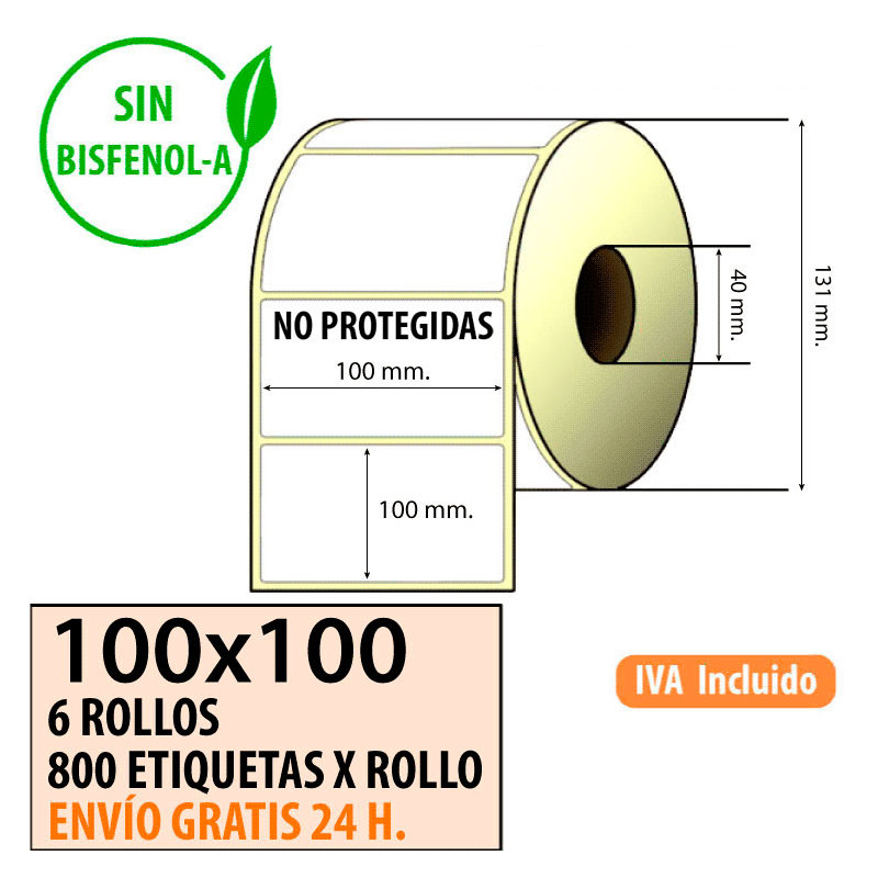 Etiqueta térmica 100x100x40 al mejor precio Envío Urgente Gratis