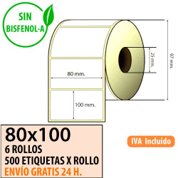 Etiqueta térmica 80x100x25 al mejor precio Envío Urgente Gratis