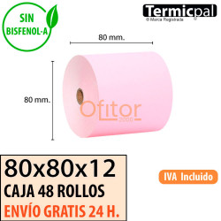 Papel Térmico 80x80 de Color Rosa Envíos Urgentes Gratis