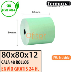 Papel Térmico 80x80 de Color Verde Envíos Urgentes Gratis