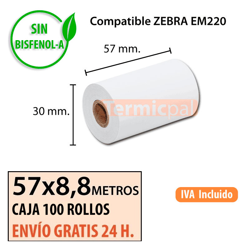 Papel Zebra 57x8,8mts al mejor precio Envío Urgente Gratis Papel Zebra 57x8,8mts al mejor precio Envío Urgente Gratis