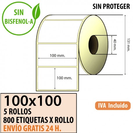 100X100 - 5 Rollos de Etiquetas Térmicas